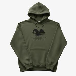 Port & Company Core Fleece Green Rockaway Beach Oregon Graphic Hoodie Sweatshirt